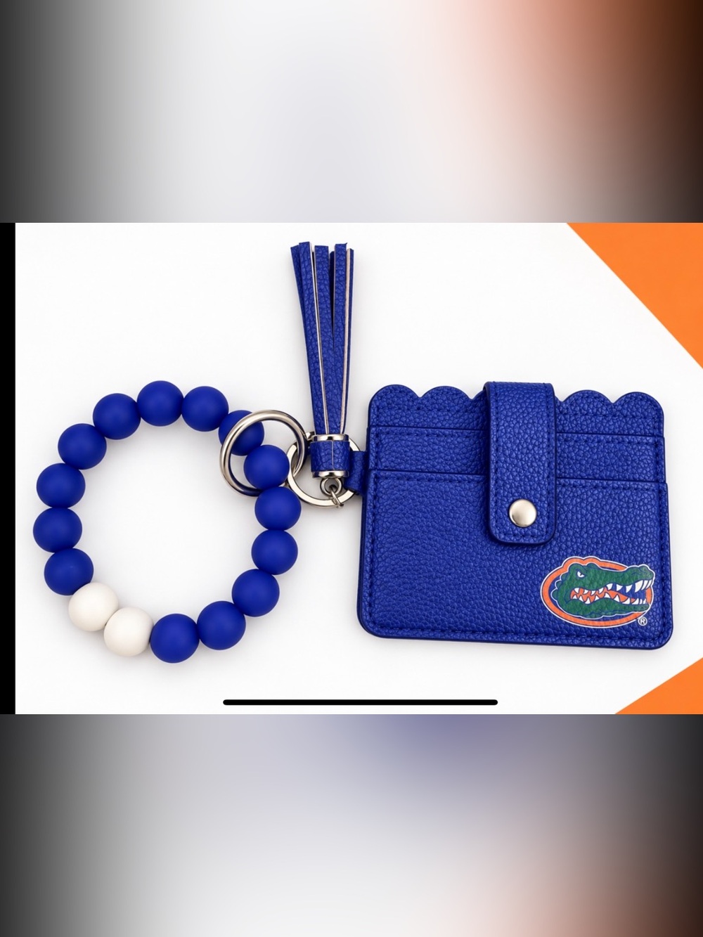 Florida Gator’s Wristlet Card Holder with Tassel and Beaded Strap